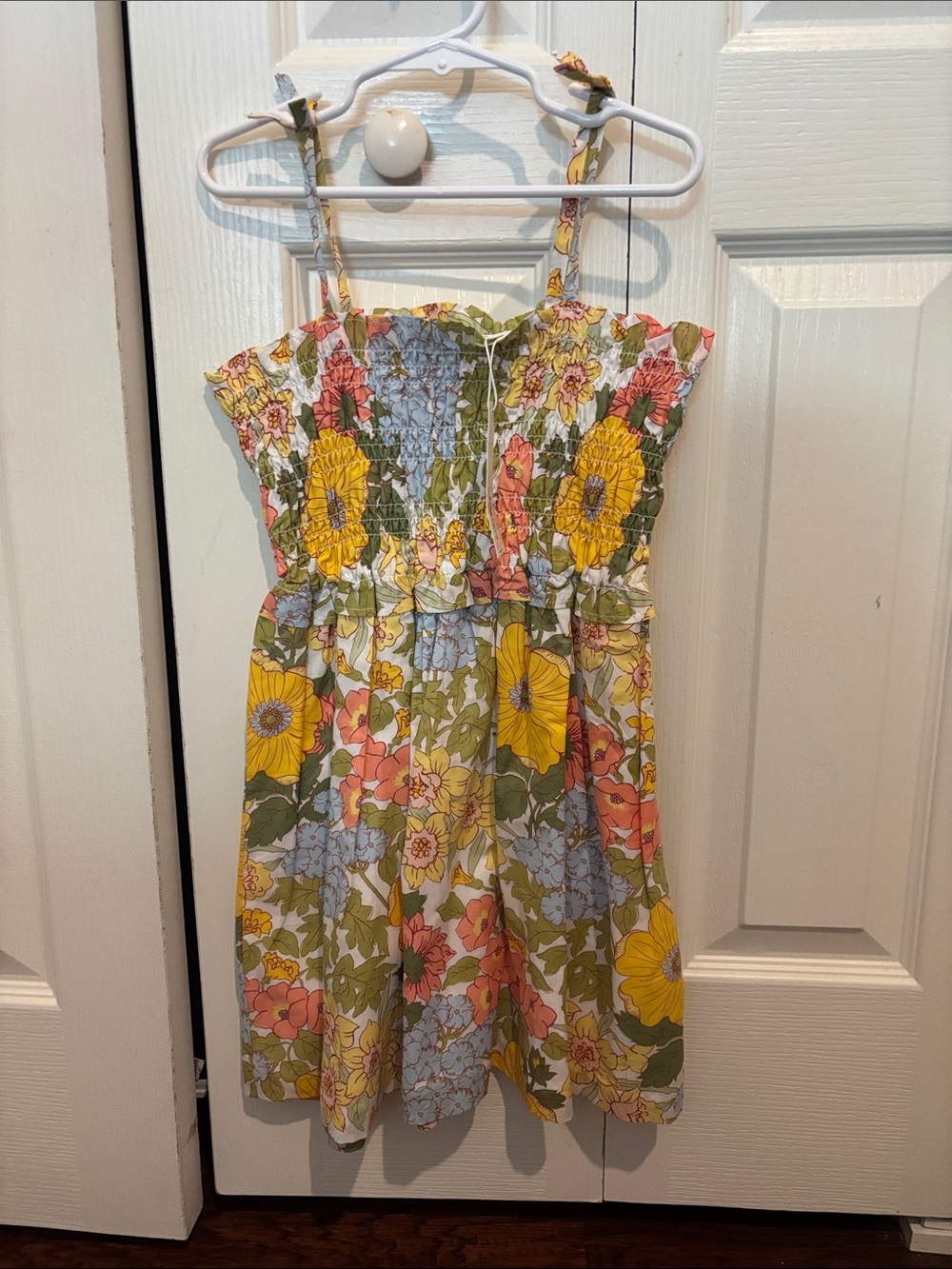 Janie and Jack Yellow, Green & Pink Floral Smocked Sundress